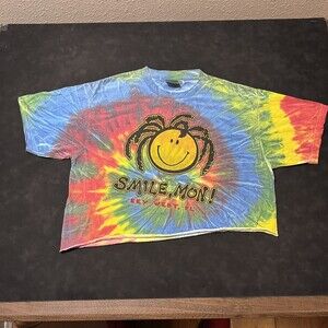 Vintage Rasta Smiley Face Shirt Tie Dye Crop Jamaica Key West Weed Bob Marley